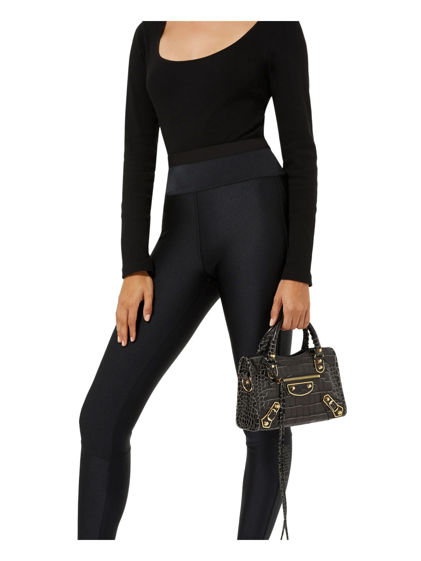 Balenciaga Metallic Mini City Edge Croco Black Ghw - Image 3