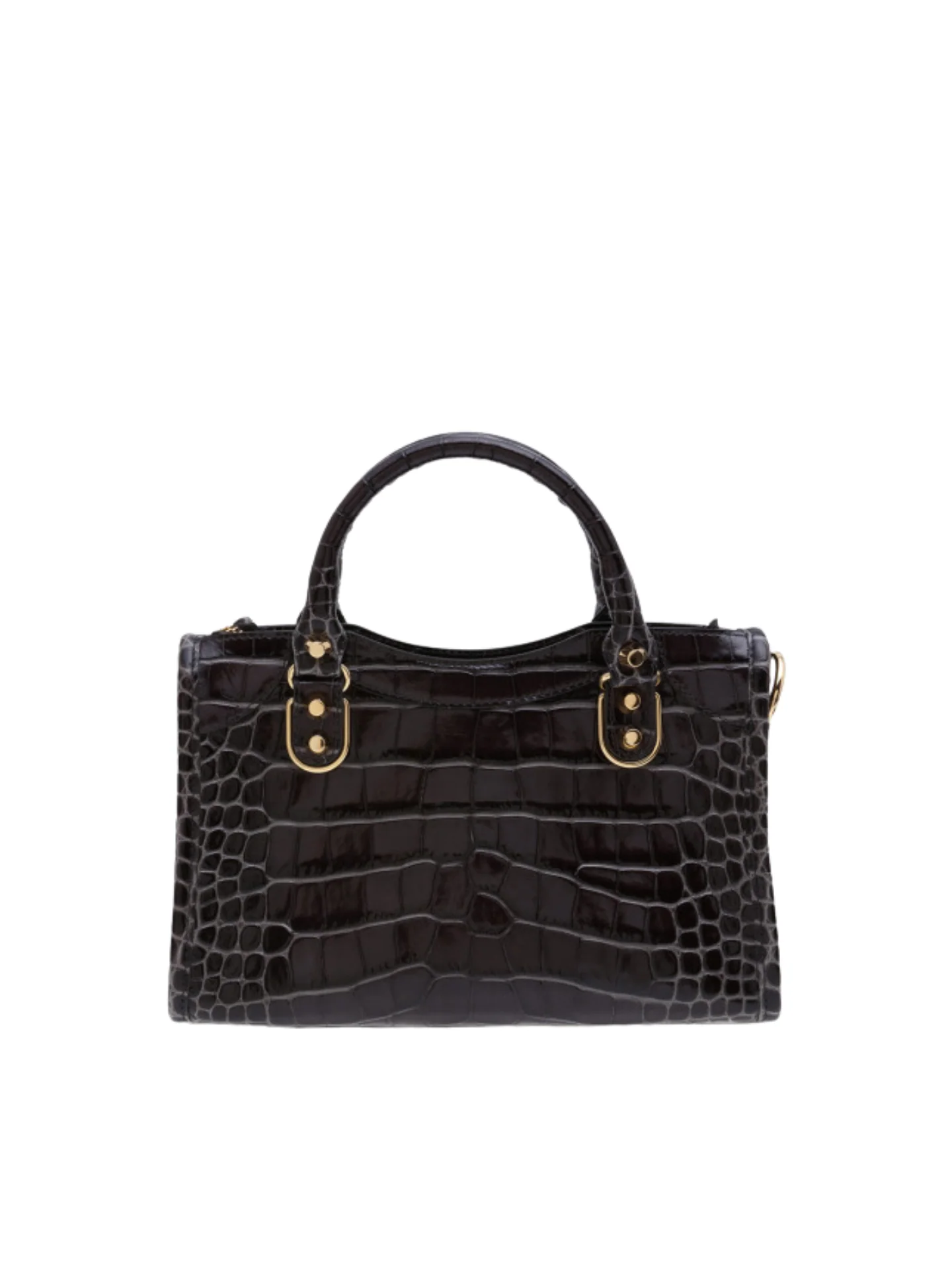 Balenciaga Metallic Mini City Edge Croco Black Ghw - Image 4