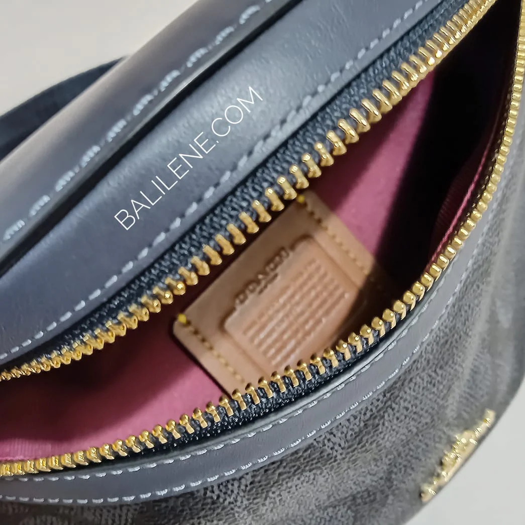 Coach 39937 Belt Canvas Signature Charcoal Midnight Navy - Image 4