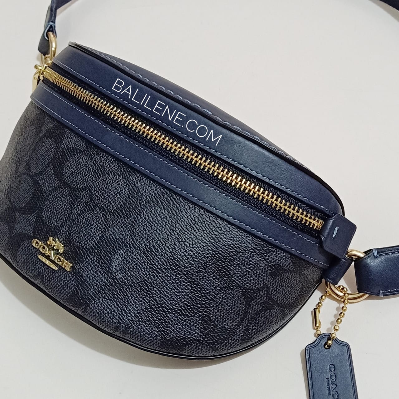 Coach 39937 Belt Canvas Signature Charcoal Midnight Navy - Image 5