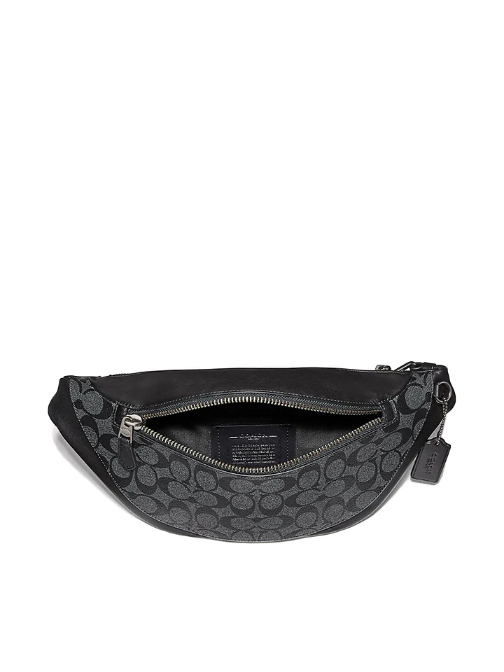 Coach Warren Belt Bag In Signature Canvas Charcoal Black - Image 3