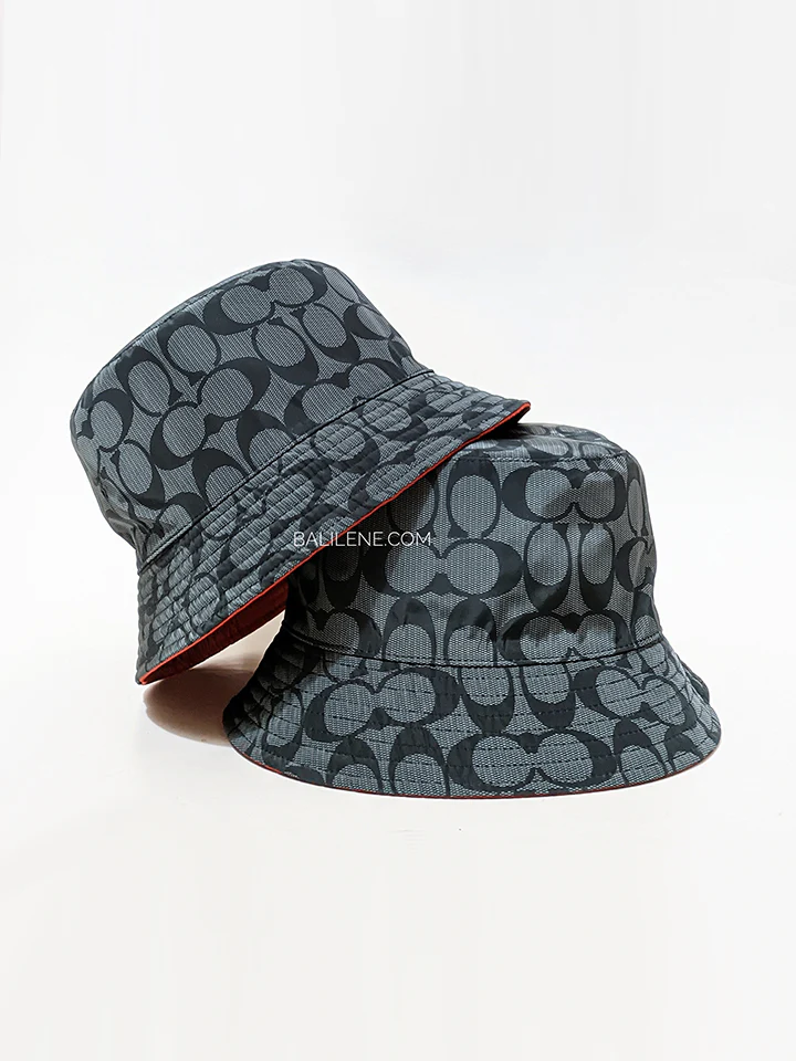 Coach Reversible Nylon Bucket Hat Mars Red/Charcoal Signature - Image 4