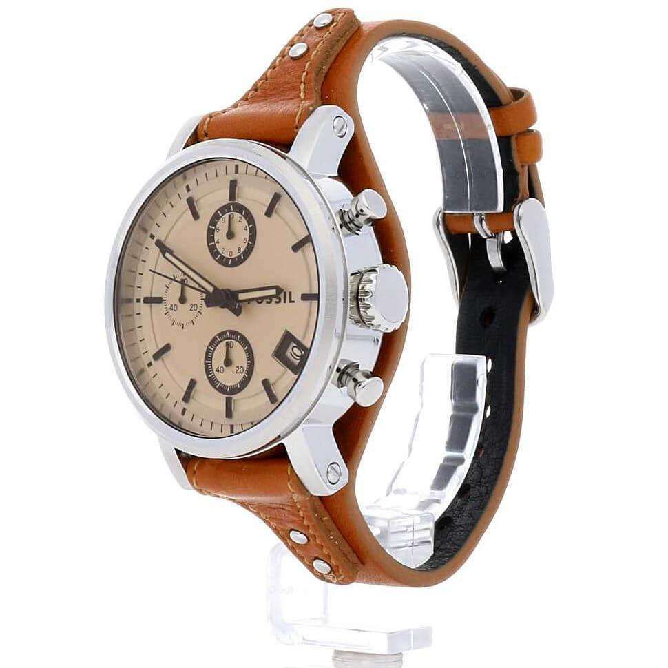 Fossil ES4046 Boyfriend Sport Chronograph Brown Leather Watch - Image 3