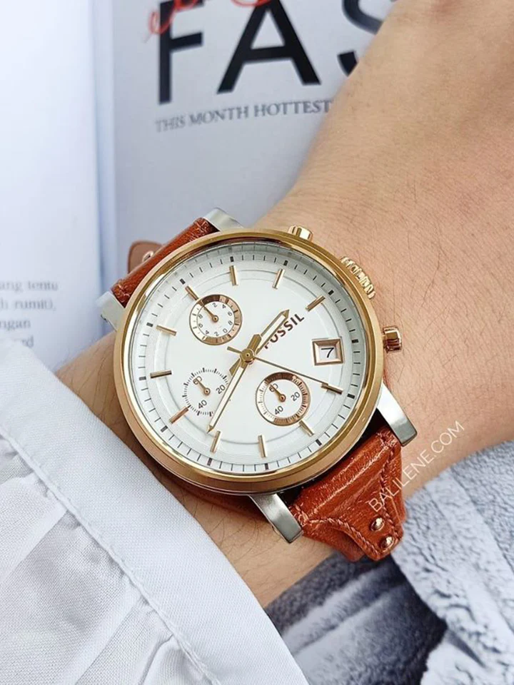 Fossil ES3837 Original Boyfriend Chronograph Brown Leather Watch - Image 5