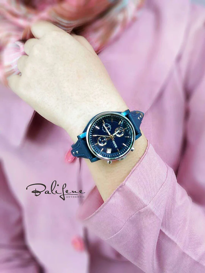 Fossil ES4113 Original Boyfriend Chronograph Blue Leather Watch - Image 5