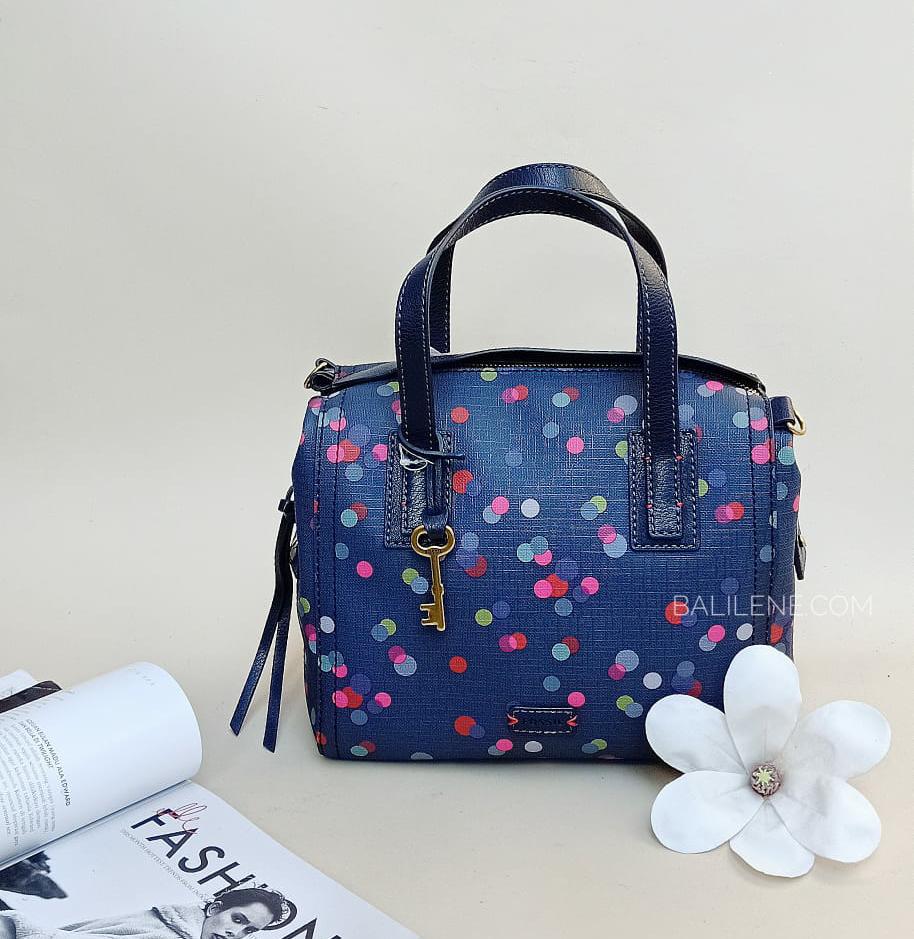 Fossil ZB6907400 Emma Satchel Navy Polka Bag - Image 3