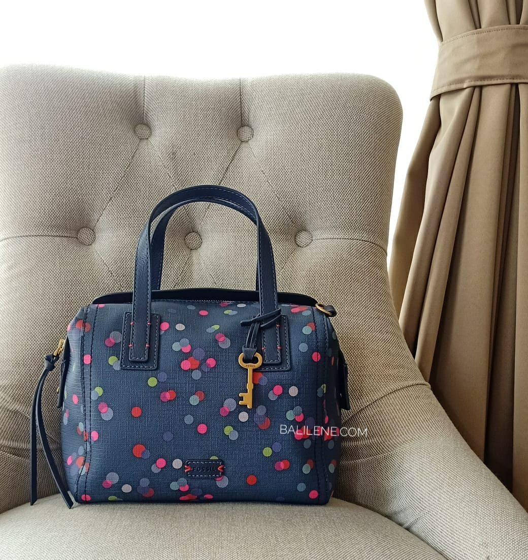 Fossil ZB6907400 Emma Satchel Navy Polka Bag - Image 4