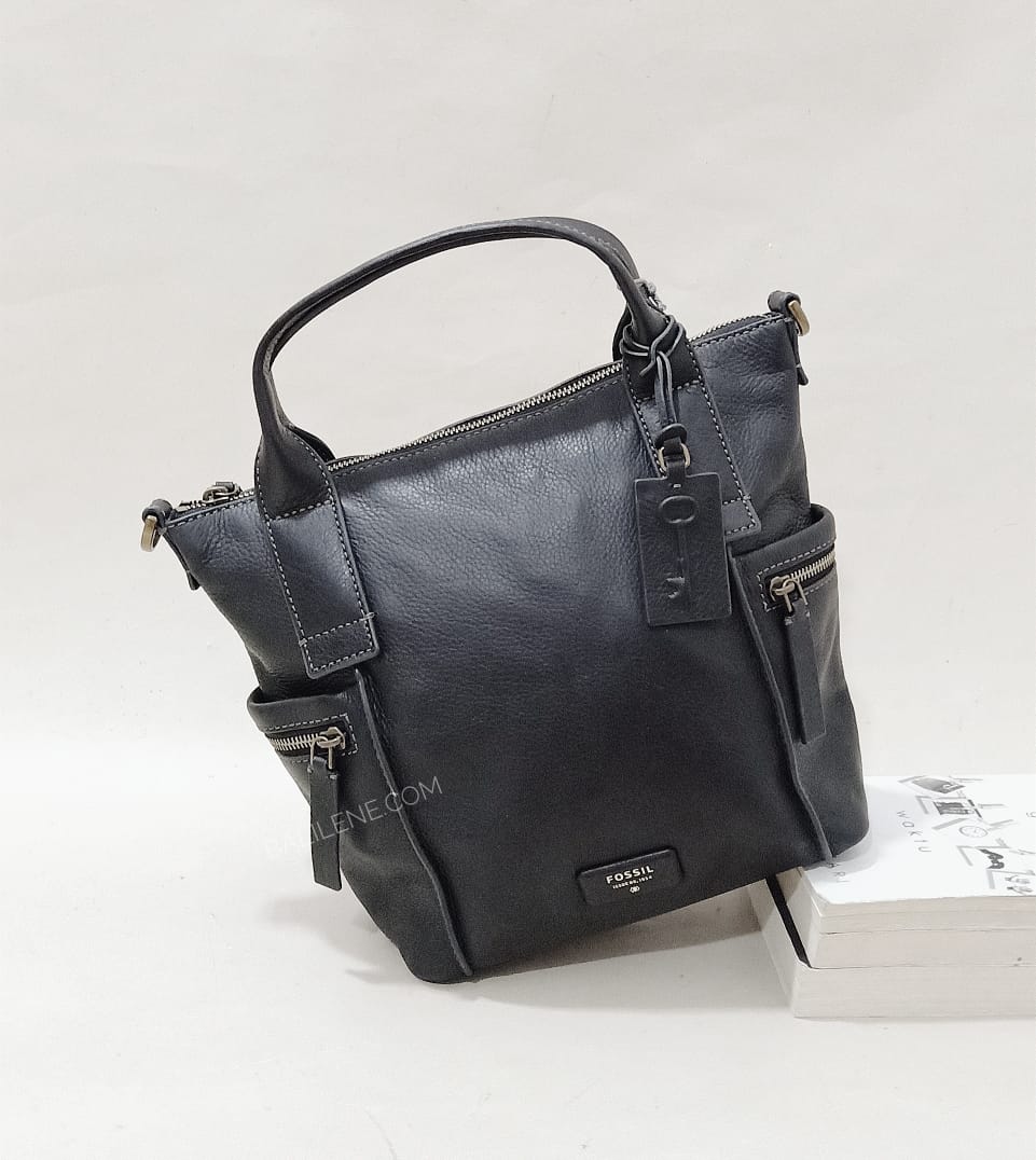 Fossil ZB6696001 Emerson Medium Leather Satchel in Black - Image 7