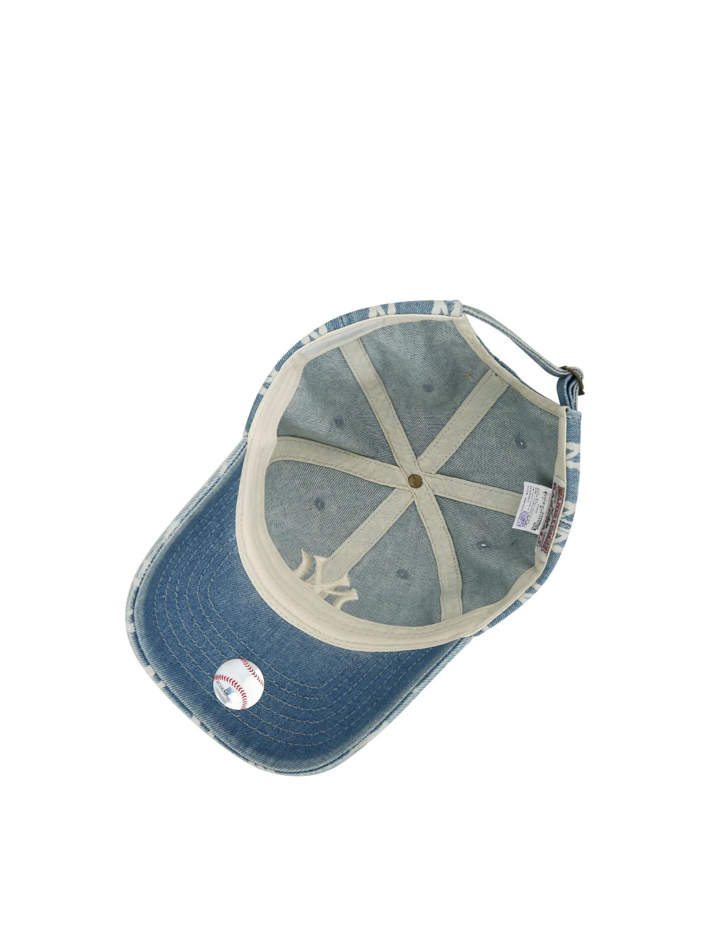 MLB Monogram Denim Ball Hat Cap NY (BLUE) - Image 5